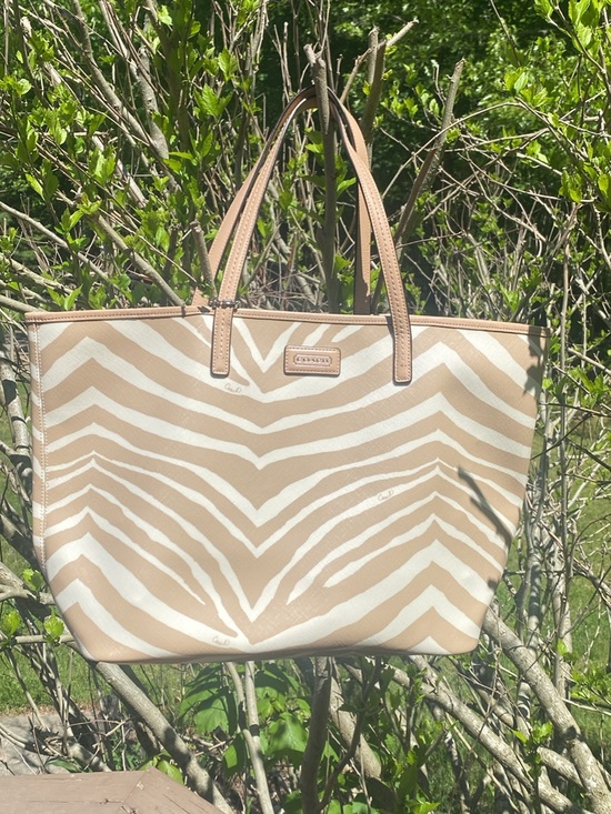 Coach Handbags - Coach Zebra-Print Beige and White Tote